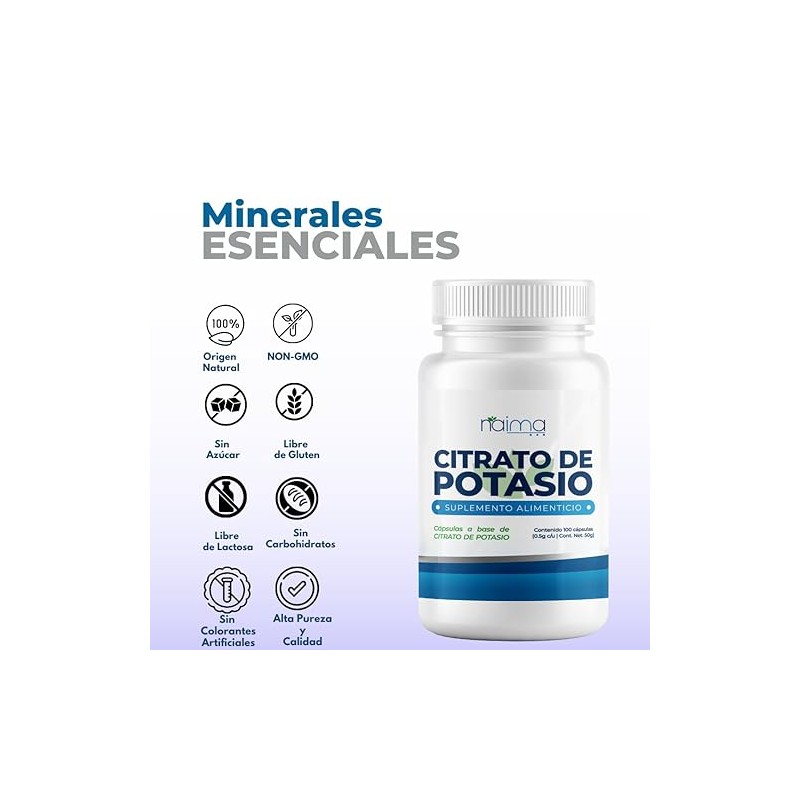 Citrato Magnesio Y Citrato Potasio 100 Capsulas C/U