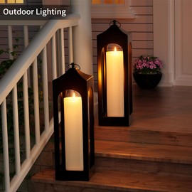 14" x 4" Large Outdoor Candle with Timer Waterproof Flickering LED Flameless Candle Battery Operated with Remote Fake Pillar Candle Realistic for Patio Porch Lantern, Ivory 1 Pack