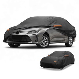 Partuto Car Cover Waterproof All Weather Sun Rain Protection Full Exterior Cover for Toyota Corolla Sedan 190T-PU Black with Left Side Zippers