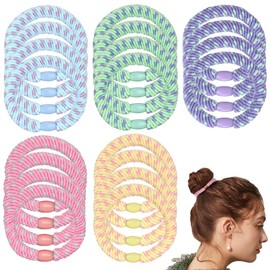 RuiChy 20 Pcs Elastic Hair Ties for Women Girls, Mixed Color Ponytail Holders Stretchy Hair Bands, Damage Free Soft Elastics Hairs Ropes Bobbles for Thick and Curly Hairs (5 Colors)