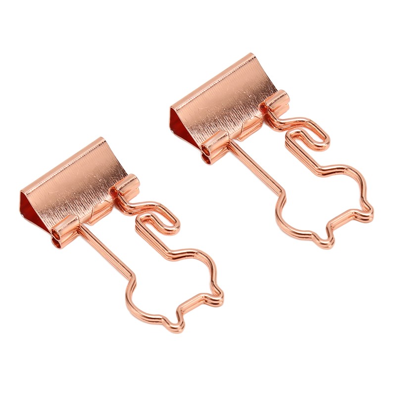 100 Pcs Binder Clips Metal Hollow Cat Shape Rose Gold