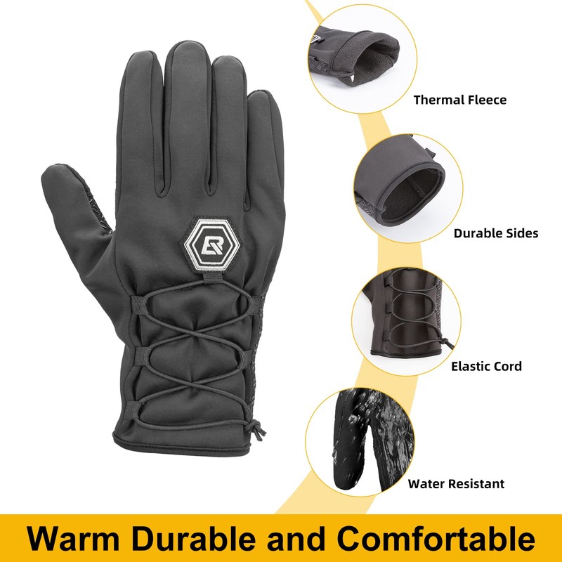 ROCKBROS Mens Winter Gloves Touch Screen Gloves Windproof Mountain Bike
