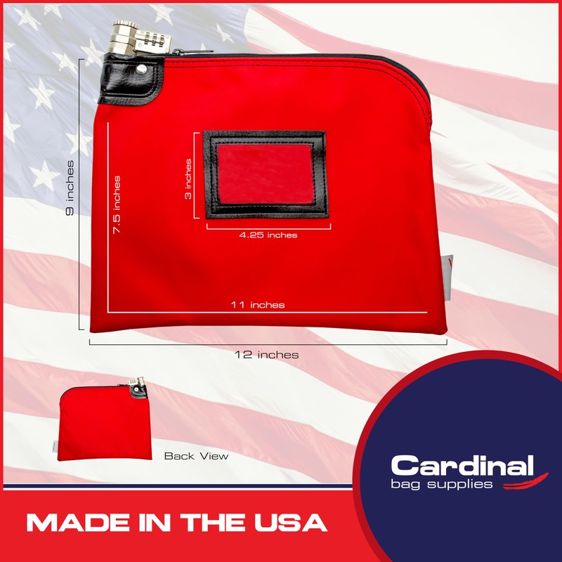 Cardinal bag supplies Locking Cash Bag, Bank Bag Laminated Nylon