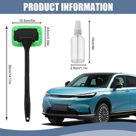 HQRNYP Windshield Cleaning Tool, Car Window Cleaner, Windshield Cleaner with 5 Washable and Reusable Microfiber Pads and Extendable Handle, Auto Inside Glass Wiper Kit Fit Vehicle and Home Use (Green)