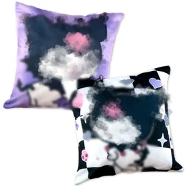 2PCS Cushion Covers 45cm X 45cm, Double-sided Printing Throw Pillow Covers, Cute Cartoon Anime Decorative Large Square Cushion Case For Couch Sofa Bed Room Cute Kawaii Soft Short Plush Pillowcase