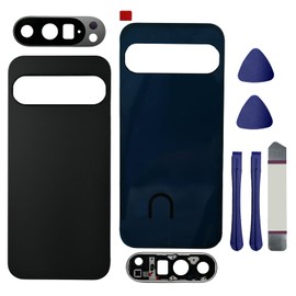 for Pixel 9 Pro Back Glass Replacement with Rear Camera Lens for Google Pixel 9 Pro Back Cover Glass Housing Door with Pre-Install Tapes + Tools(Not Suitable for Pixel 9/9 Pro XL) Obsidian