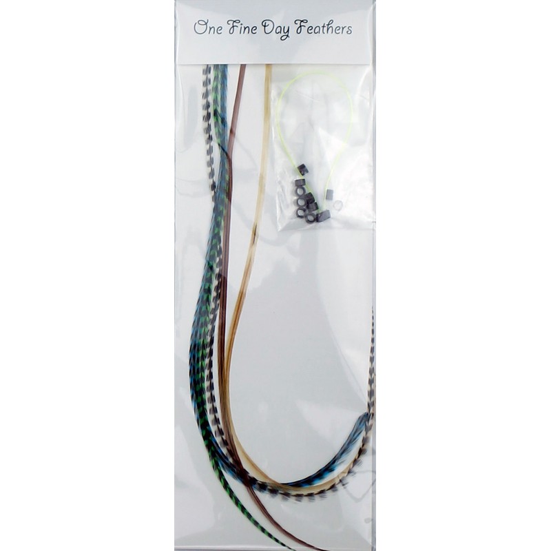 Real Feather Hair Extensions - forest (5 Feathers)