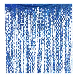 PATIKIL 4 Pack Party Backdrop Decoration, 1mx2m Tinsel Streamer Foil Fringe Curtain Streamers for Parties Backdrop Decoration Christmas Wedding Birthday Photo Booth, Blue