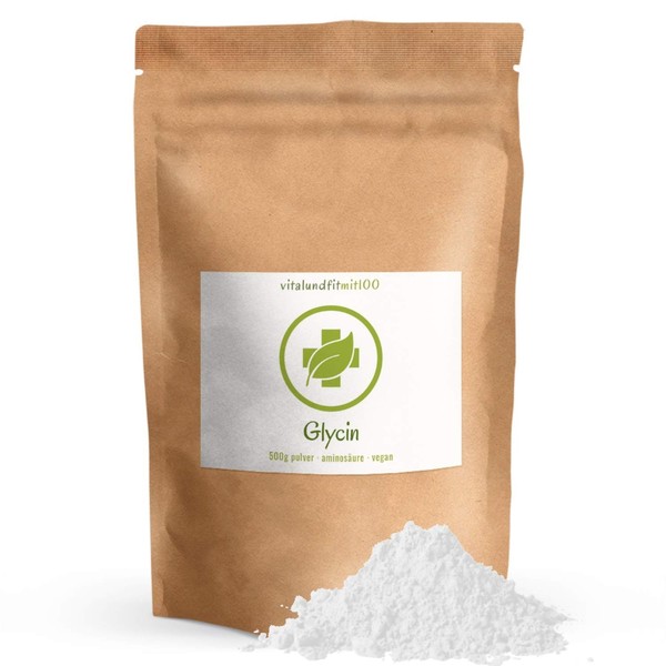 Glycine Powder – 500 g – Non-Essential Amino Acid – Production-Free Goods – Tested Quality – 100% Vegan and Completely Pure – Lactose-Free, Gluten-Free – No Additives and Additives