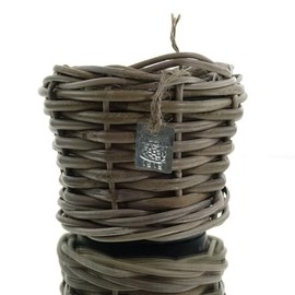 Van der Leeden Drypot® Rattan Planter Grey Approx. Diameter 17 cm – Sylter Baskets
