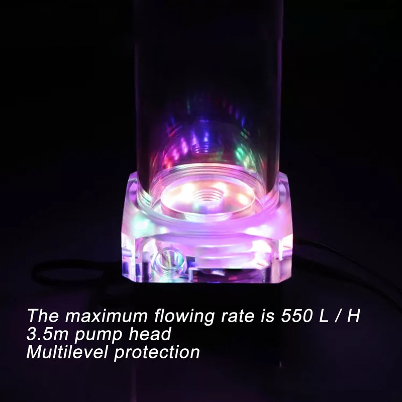 Water Cooling Reservoir 15cm 550L/H 10W 12V DC 3.5m Pump
