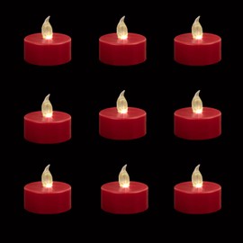 Boakboary Tea Lights Flameless Battery Operated Candles-24 Pack Red LED Flickering Votive Candle Long Lasting 200 Hours, Realistic and Bright for Seasonal Festive Celebrations Decoration