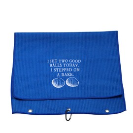 Funny Golf Towel Embroidered Golf Towel Gift I Hit Two Good Balls I Stepped On A Rake Golf Towel with Clip (Hit Two Good T)