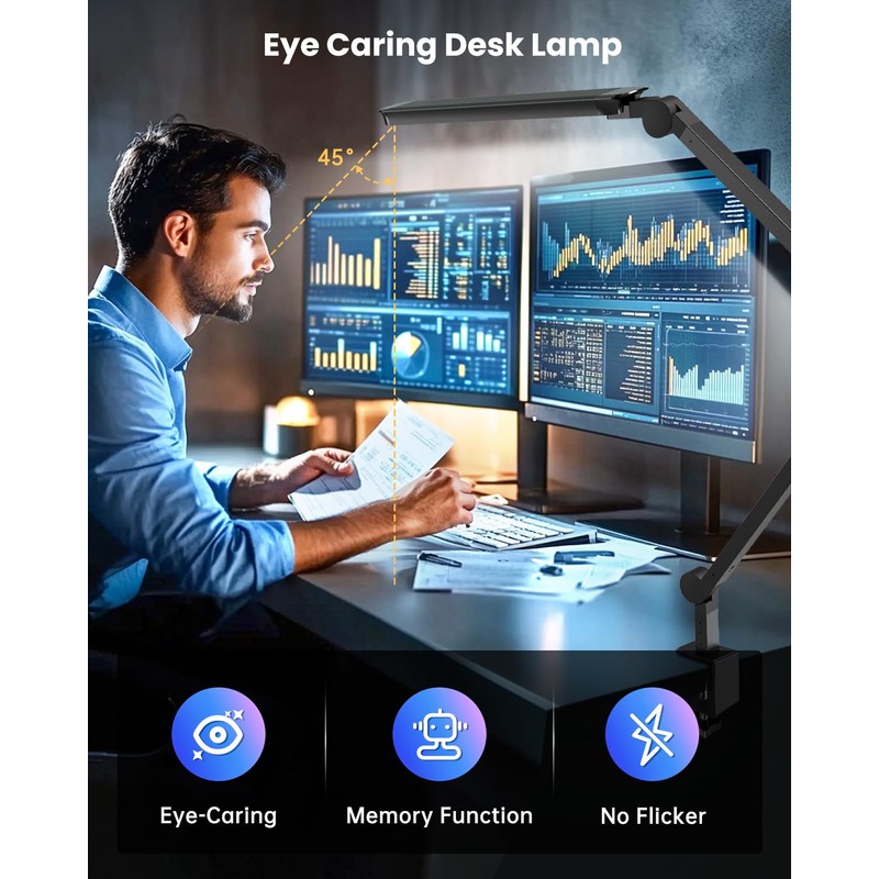LED Desk Lamp with Clamp, Ultra-Bright Dual Light Architect Desk
