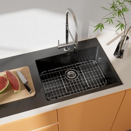 Large Stainless Steel Sink Grate 23" X 13",Sink Protector for Kitchen Sink,Metal Sink Rack with Rear Drain Hole for Single Bowl,Sink Grid for Bottom of Sink with Strainer and Corner Radius 2.4",1 pack