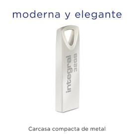 Integral 32GB USB Memory 2.0 Flash Drive Arc with metal casing for keyring, a stylish and elegant solution to transfer and back-up your files