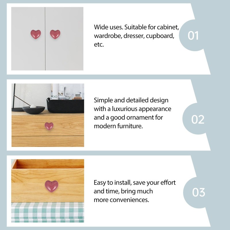 Tomaibaby 10Pcs Ceramic Drawer Knobs, Heart Shaped Door Knobs Cabinet