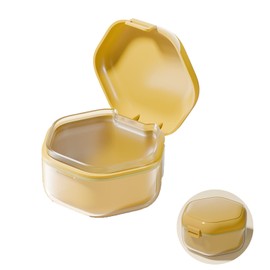 lilnlaty New Double-layer Retainer Storage Case,Slim Aligner Case with Vent Holes,Compatible with Invisalign,Mouth Guard Case,Mouth Guard Case,Denture Case(Yellow)