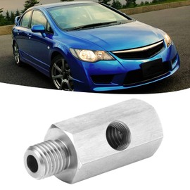 Turbo Oil Pressure Sensor Adapter, Turbo Supply Line Gauge Hose T Stainless Steel Fitting Male to Female 1/8" to M12X1.5 Adapter Turbo Oil Pressure Sensor Supply Line Gauge