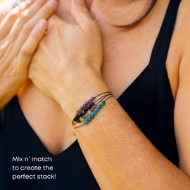 Soulku Hummingbird Genuine Crystal Beaded Bracelet in Black Onyx, Handcrafted Stackable Jewlery, Empowering Gift for Her, Adjustable Waterproof Jewelery