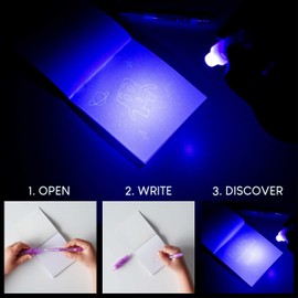 BONNYCO UV Pen and Notebook, Pack of 16 Space Party Bags, Children's Birthday Party Bags, Space Children's Birthday Party Gifts, Advent Calendar and Small Gifts for Children, Birthday Decoration