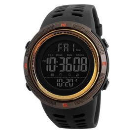 SKMEI 1251 Men's Digital Watch Large Face Sport Wristwatch (Brown/Gold)