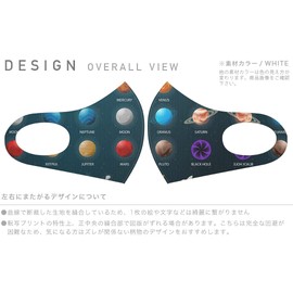 igsticker 015923 Design Mask, Set of 2, Polyester, Washable, Cloth Mask, XL Size, For Men, Solar System, Space, Planets