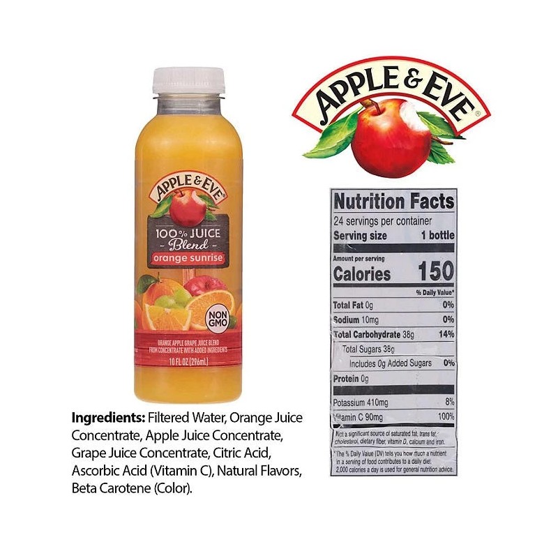 Apple & Eve 100% Juice Orange Sunrise Blend 10 fl.