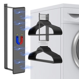 LECTRUS Powerful Magnetic Hanger Organizer Stacker- Easy Install for Dryer and Washer, Space Saving Hanger Holder for Your Laundry Room, Durable Premium Metal Material Hanger Stand, Black