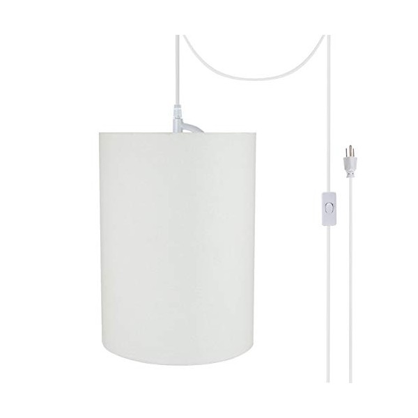Aspen Creative, White, 71261-21 One Plug-in Swag Pendant Light Conversion
