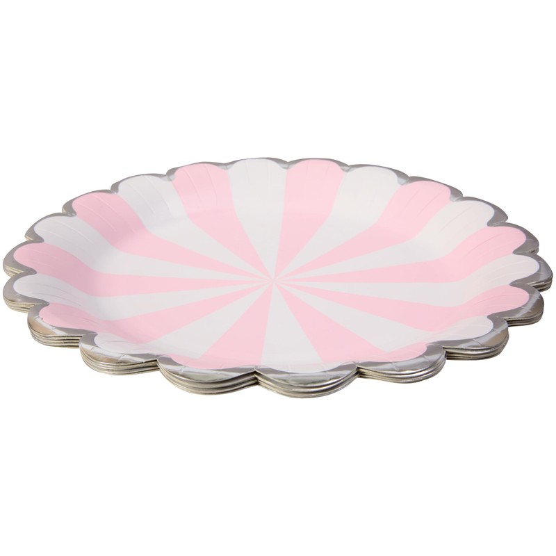 C.R. Gibson TW12-25844 Pink Pinwheel Scallop Edge Disposable Paper Dinner