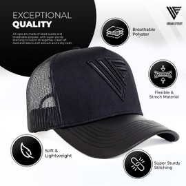 Urban Effort Mesh Back Cap - for Men Baseball Hat 5-Panel Trucker Hat Snapback Closure for Outdoors (Trucker Hat, Black)