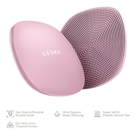 GESKE SmartAppGuided™ Facial Brush | 4 in 1 | Professional Facial Cleansing Brush | Skin Cleansing Silicone Facial Brush | Routine Skincare | Gentle Cleansing | Facial Cleanser