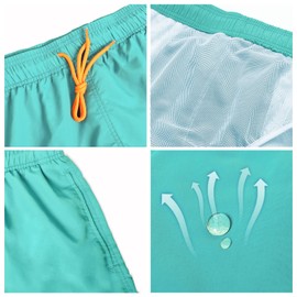 Swimming Trunks Men's Swimming Shorts Quick-Drying Leisure Beach Shorts Swimming Trunks Men with Pockets Board Shorts Swimming Trunks Men Contrasting Drawstring Swimming Shorts for Men Short, Green, M