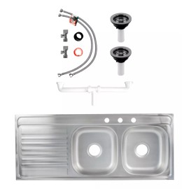 CNX Tarja Doble Para Fregadero Izq. 120x50cm, Kit De Instalación