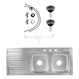 CNX Tarja Doble Para Fregadero Izq. 120x50cm, Kit De Instalación