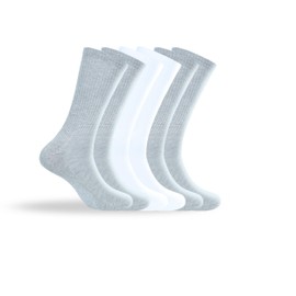 coskin Men's Crew Socks Soft Cushioned Cotton Blend, Moisture-Wicking, Breathable, and Comfortable for Sports, Hiking, Gym, Casual, and Everyday Wear,14 to 16, 3-Pairs(1 White, 2 Grey)