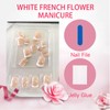 GlamRays 24 Pieces White Flower French Tip Nail Stickers Short
