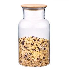 YUEJUM 100 FL oz Unbreakable Classic Apothecary Jars with Airtight Bamboo Lids, Thickened Plastic Food Storage Containers, Kitchen Canisters for Storage Flour, Cereal, Dog Food, Cookie, Sugar, etc