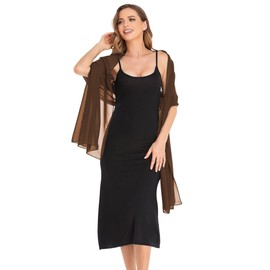 Pukguro Brown Shawls and Wraps for Evening Dresses Sheer Chiffon Women Wraps Wedding Bridal Scarf 79 * 18''