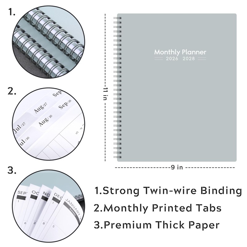 2026-2028 Monthly Planner/Calendar - 3 Year Monthly Planner 2026-2028, JAN