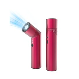 2 in 1 Handheld Fan USB Rechargeable 8 Speeds 10H Runtime 19000 RPM Powerful Cooling Personal Portable HighTurbo Rotatable Head Small Metal Fan with LED Light for Summer Outdoor Gift(DeepRed)