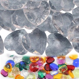 Allstarco 27mm Clear CH38 Heart Acrylic Pirate Treasure Gems Plastic Jewels For Party & Games, Table Scatter, Vase Fillers, Wedding Decor Gemstones Favors - 20 Pieces