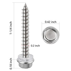 WenSilon (200Pcs)#10x1-1/4" Self-Tapping Screws for Wood 410 Stainless Steel Hexagon Head Quick Tapping