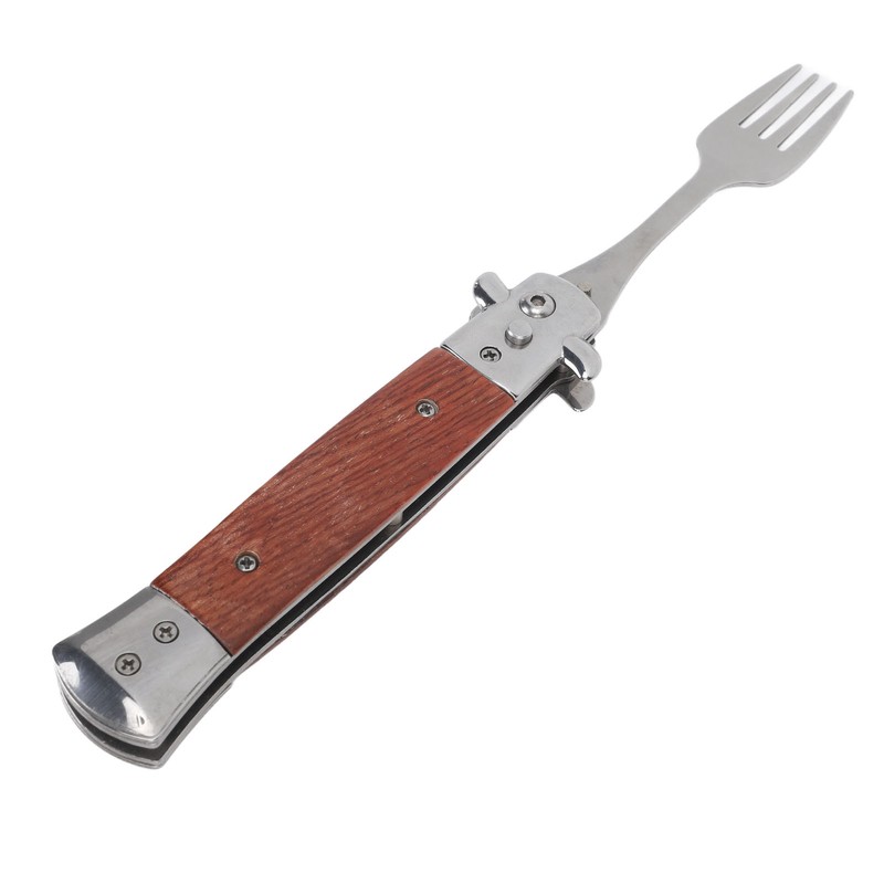Spring Fork Rosewood Handle Stainless Steel Foldable Spring Fork for