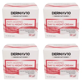 Happy Bees Bundle Derma V10 Innovations Day & Night Cream (4 Pack) Total 200 ml (Retinol, 4 Pack)