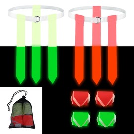 Glow in the Dark Flag Football Belts Set: 4 Adjustable Belts 12 Football Flags, Easy Tear-Away Design, Football Gear for Kid Youth Adult, Perfect for Camping Yard Beach Games, Glow Party Accessories