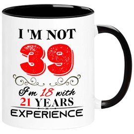ERYUWOZA - Taza de 39 cumpleaños para mujeres y hombres, regalos de cumpleaños de 39 años para mamá, papá, abuela, abuelo, esposa, marido, hija, hermana, mejores amigos, compañeros de trabajo, ella,