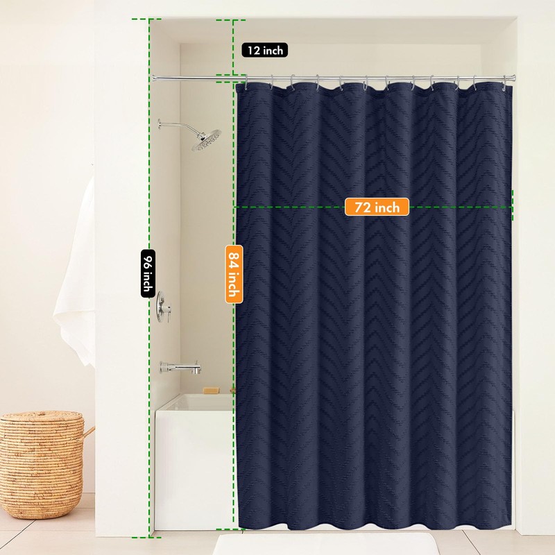 TURKIO 84 Inches Long Boho Tufted Chevron Striped Fabric Shower