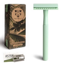 ANYMALE® Safety Razor Mint Edition - Includes 5 Astra Blades - Zero Waste Razor for Men and Women